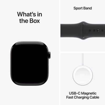 - Apple Watch Series 10 GPS 46mm Jet Black Aluminium Case with Black Sport Band - S/M (MWWP3QH/A) -  9