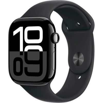 - Apple Watch Series 10 GPS 46mm Jet Black Aluminium Case with Black Sport Band - S/M (MWWP3QH/A) -  1