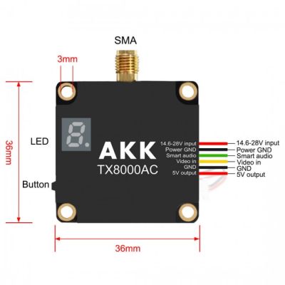  (VTX) AKK Ultra Long Range 8W 4.9G-6G 96CH (TX8000AC) -  6