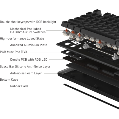  Hator Gravity X TKL Orange USB White (HTK551UA) -  2