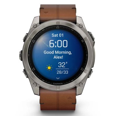 - Garmin fenix 8 51mm,AMOLED,Sapphire, Bare Ti, Blk/Chsnt Lthr (010-02905-40) -  8