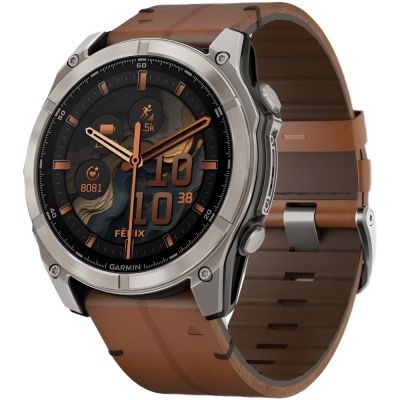 - Garmin fenix 8 51mm,AMOLED,Sapphire, Bare Ti, Blk/Chsnt Lthr (010-02905-40) -  1