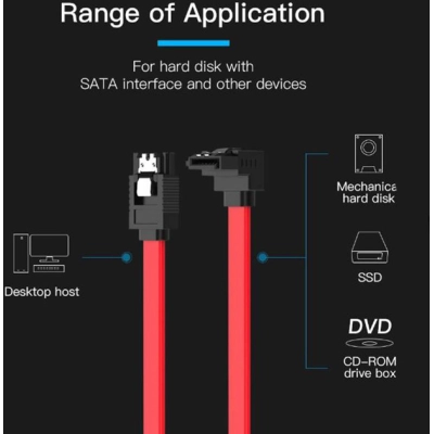     SATA 3.0 7pin F/F 0.5m L Red Vention (KDDRD) -  3