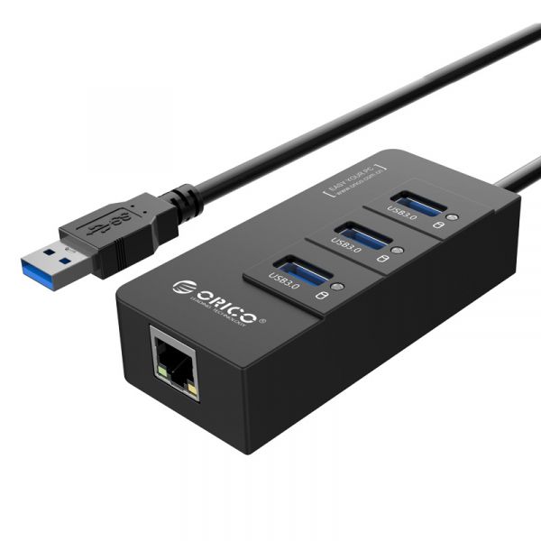  USB3.0 Orico (CA912742) HR01-U3-V1-BK-BP Black 3USB3.0 + RJ45 -  1