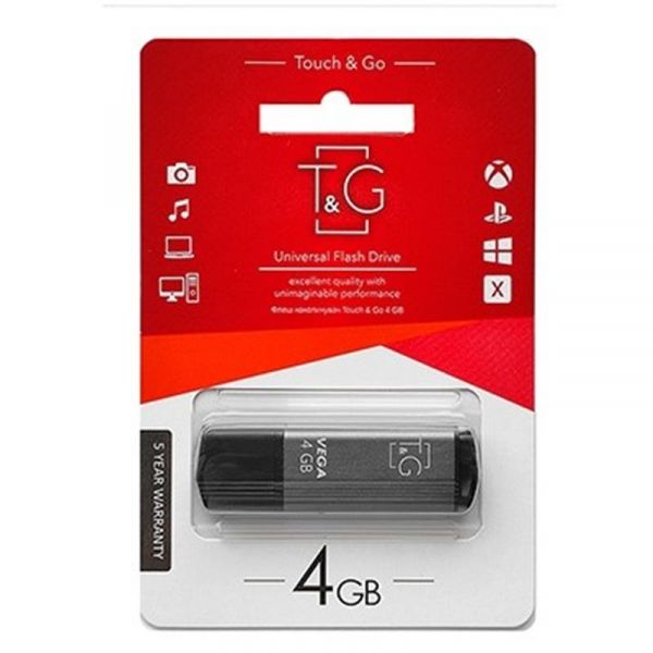 USB Flash Drive 4Gb T&G 121 Vega series Grey (TG121-4GBGY) -  1