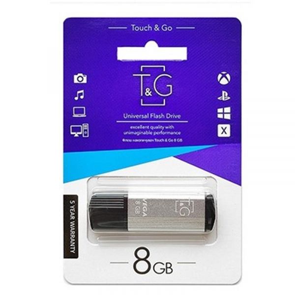 USB Flash Drive 8Gb T&G 121 Vega series Silver (TG121-8GBSL) -  1