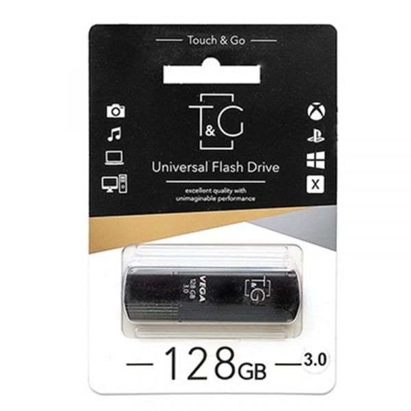 USB 3.0 Flash Drive 128Gb T&G 121 Vega series Black (TG121-128GB3BK) -  1