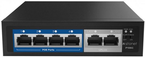  Netis P106C, 2x10/100M uplink RJ45 ports, 4x10/100Mbps POE ports,  -  1