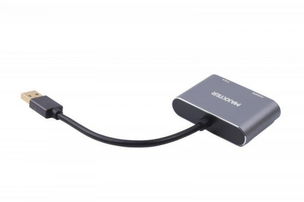 - Maxxter USB - HDMI+VGA, (M/F), Grey (V-AM-HDMI-VGA) -  2