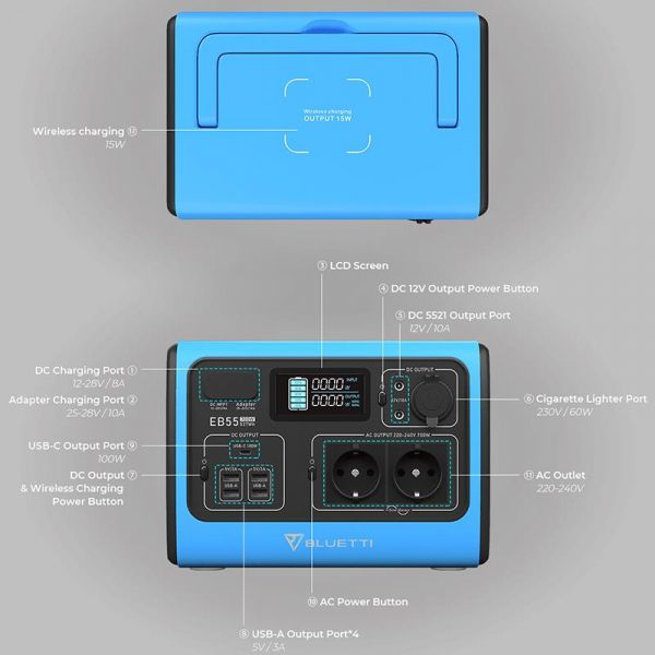   EcoFlow Bluetti PowerOak EB55 537Wh/150000mAh/700W Black (PB930340) -  6