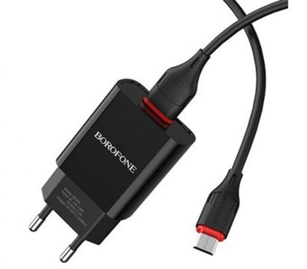   BorofoneBA20ASharpSingleUSB2.1ABlack (BA20AMB) +  MicroUSB -  1