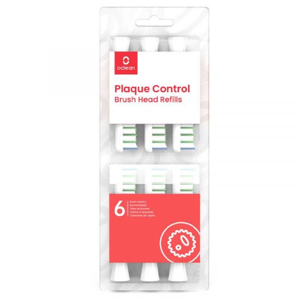     Oclean P1C1 W06 Plaque Control Brush Head White (6 ) (6970810552225) -  2