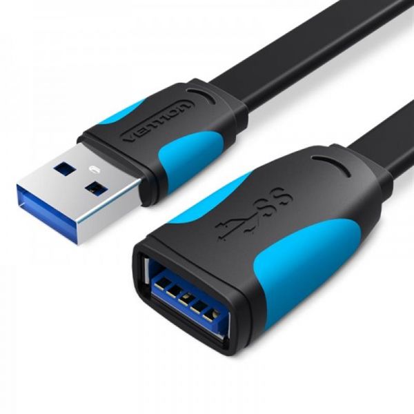  Vention Flat USB-USB 3 m, Black (VAS-A13-B300) -  1