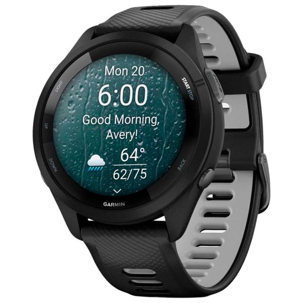 - Garmin Forerunner 265 Black Bezel  Case  Black/Powder Gray Silicone Band (010-02810-50) -  10