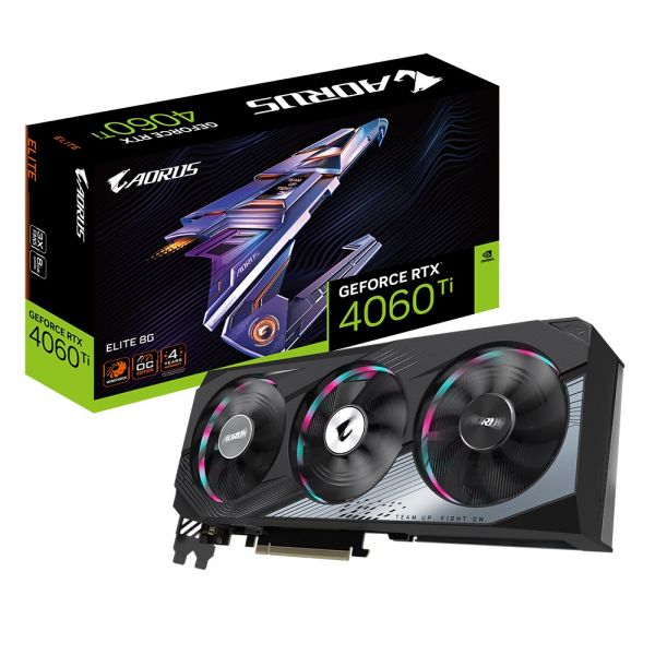  GF RTX 4060 Ti 8GB GDDR6 Aorus Elite Gigabyte (GV-N406TAORUS E-8GD) -  1