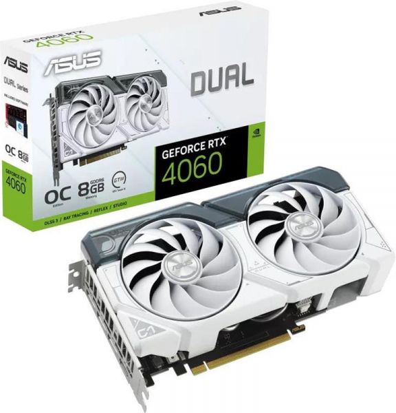  GF RTX 4060 8GB GDDR6 Dual OC White Asus (DUAL-RTX4060-O8G-WHITE) -  1