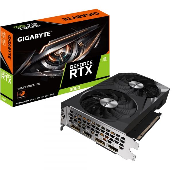  GF RTX 3060 12GB GDDR6 Windforce Gigabyte (GV-N3060WF2-12GD) -  1