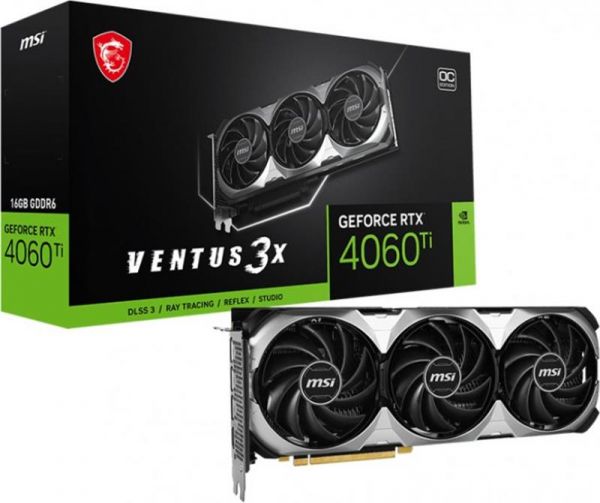  GF RTX 4060 Ti 16GB GDDR6 Ventus 3X OC MSI (GeForce RTX 4060 Ti VENTUS 3X 16G OC) -  1