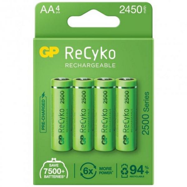  GP Recyko 2500 (GP250AAHC-2EB4) AA/HR06 NI-MH 2450 mAh BL 4  -  1