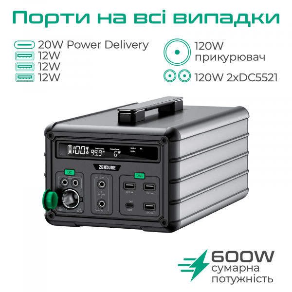   Zendure 607Wh (ZDSB600M-gy-eu) -  5