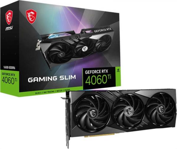  GF RTX 4060 Ti 16G GDDR6 Gaming X Slim MSI (GeForce RTX 4060 Ti GAMING X SLIM 16G) -  1