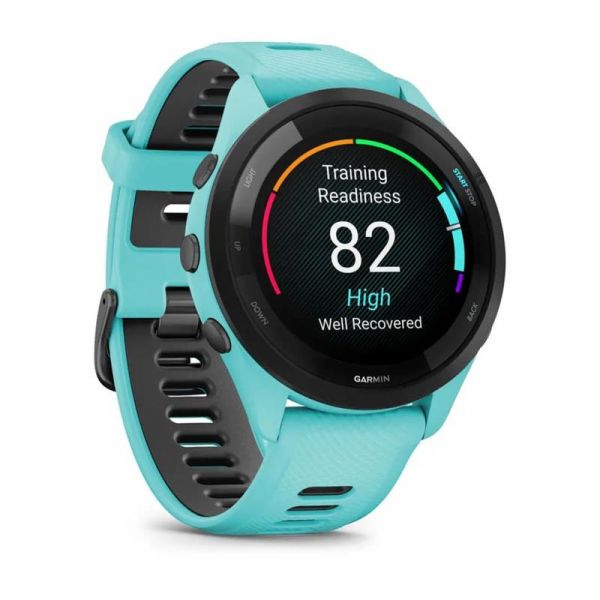 - Garmin Forerunner 265 Black Bezel with Aqua Case and Aqua/Black Silicone Band (010-02810-52) -  2