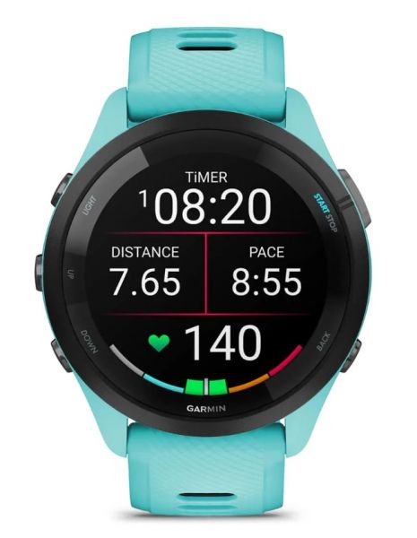 - Garmin Forerunner 265 Black Bezel with Aqua Case and Aqua/Black Silicone Band (010-02810-52) -  8