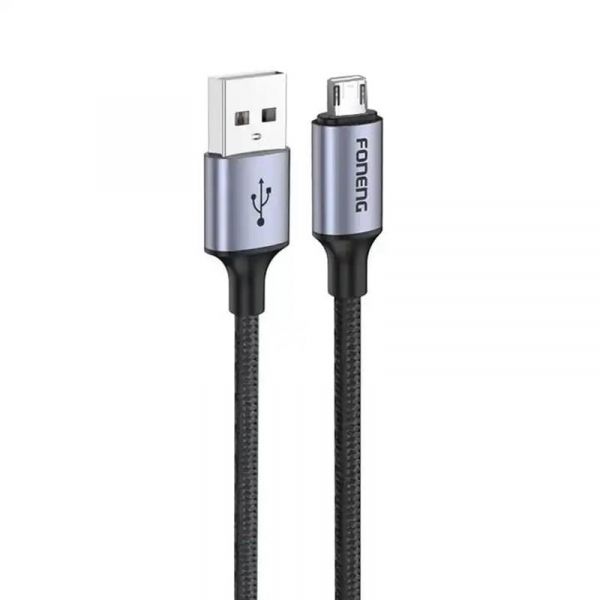  Foneng X95 Metal Head Braided Cable USB - micro USB 3A 1.2 Black (X95-CA-MU) -  1