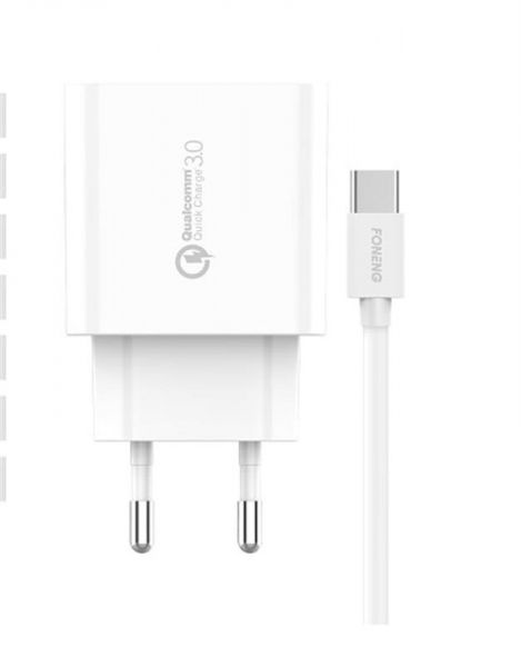    Foneng EU46 QC3.0 Charger (1USB3A) White (EU46-CH-TC) +  USB Type C -  2