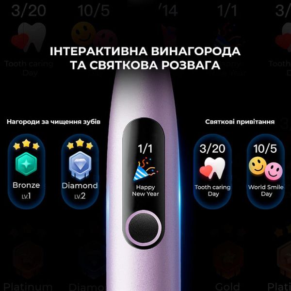    Oclean X Pro Digital Electric Toothbrush Purple (6970810553475) -  9