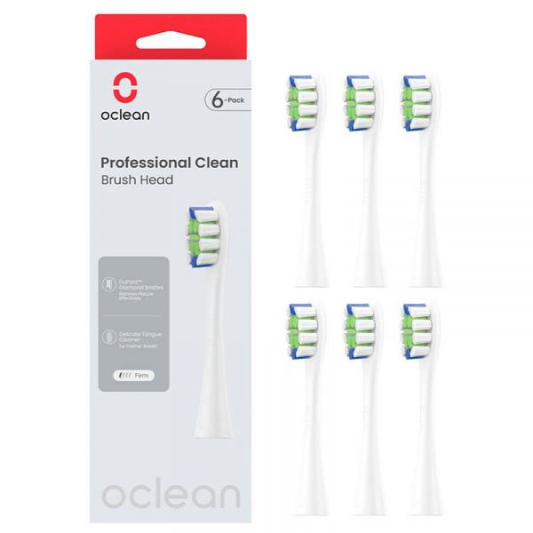     Oclean P1C1 W06 Professional Clean Brush Head White (6 ) (6970810553802) -  1