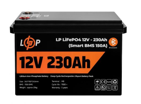      LogicPower 12V 230 AH (2944Wh) Smart BT   (BMS 150A/75) LiFePO4 -  1