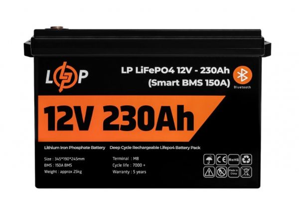      LogicPower 12V 230 AH (2944Wh) Smart BT   (BMS 150A/75) LiFePO4 -  2