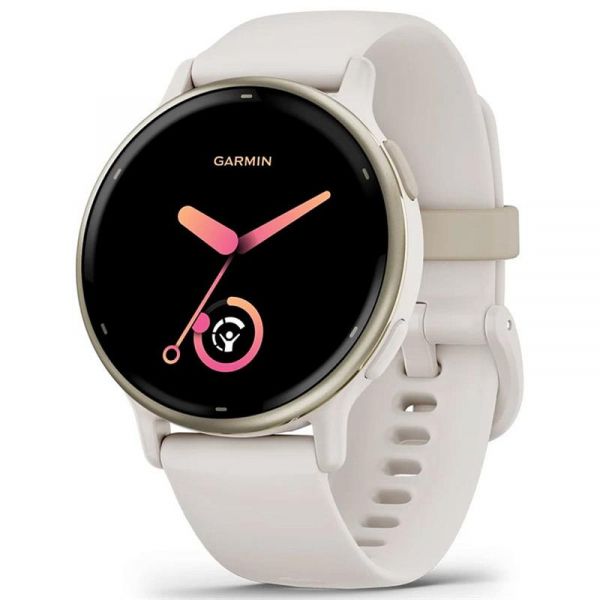 - Garmin Vivoactive 5 Cream Gold Aluminum Bezel with Ivory Case and Silicone Band (010-02862-51) -  1