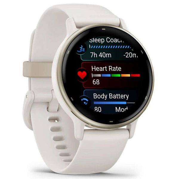 - Garmin Vivoactive 5 Cream Gold Aluminum Bezel with Ivory Case and Silicone Band (010-02862-51) -  3