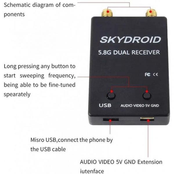  FPV   Skydroid 5.8G  Android Dual Black (1005005930052108DB) -  3