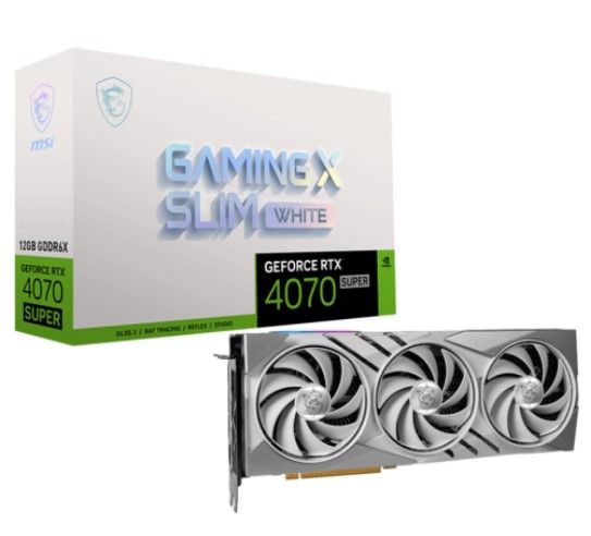  GF RTX 4070 Super 12GB GDDR6X Gaming X Slim White MSI (GeForce RTX 4070 SUPER 12G GAMING X SLIM WHITE) -  1