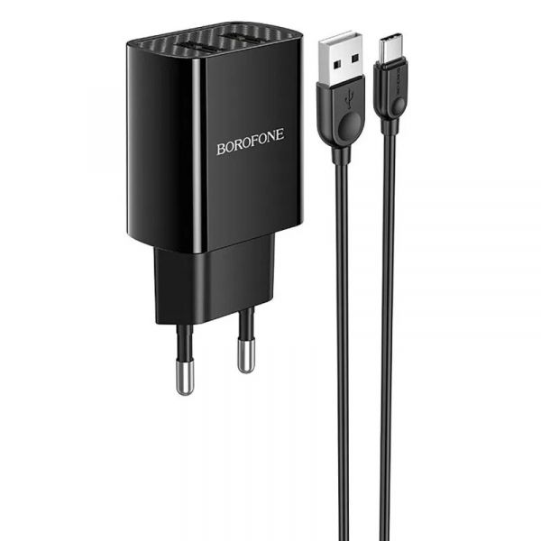   BorofoneBA53A Powerway (2USB, 2.1) Black (BA53ACB) +  Type-C -  1