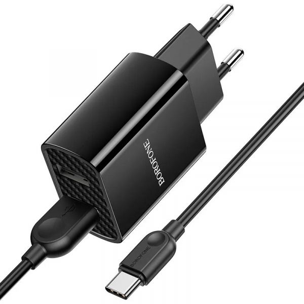   BorofoneBA53A Powerway (2USB, 2.1) Black (BA53ACB) +  Type-C -  3