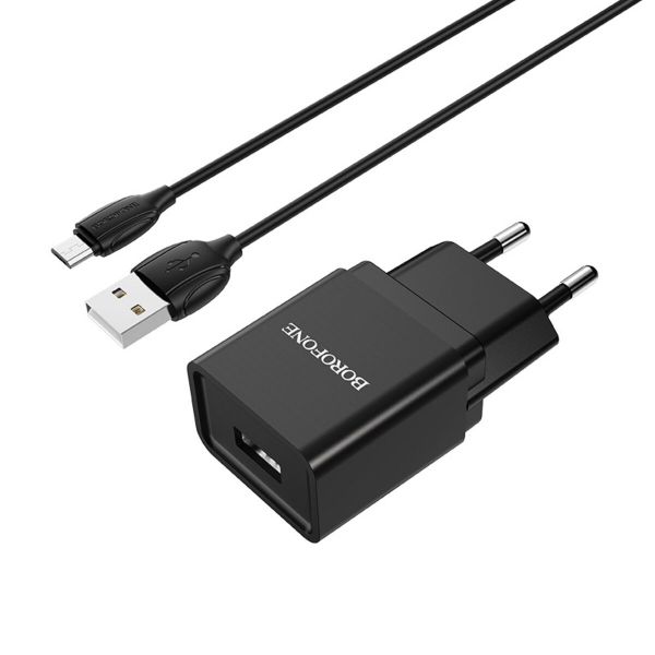   BorofoneBA19A Nimble (1USB, 1) Black (BA19AMB) +  MicroUSB -  2