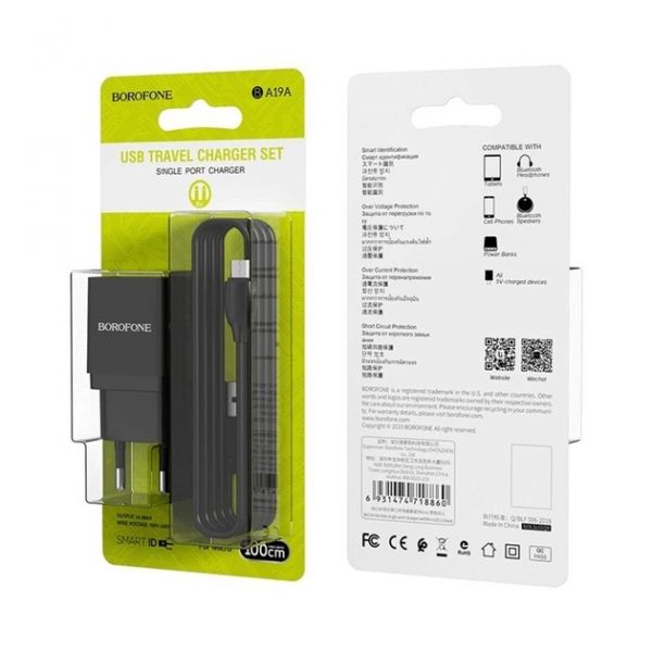   BorofoneBA19A Nimble (1USB, 1) Black (BA19AMB) +  MicroUSB -  3