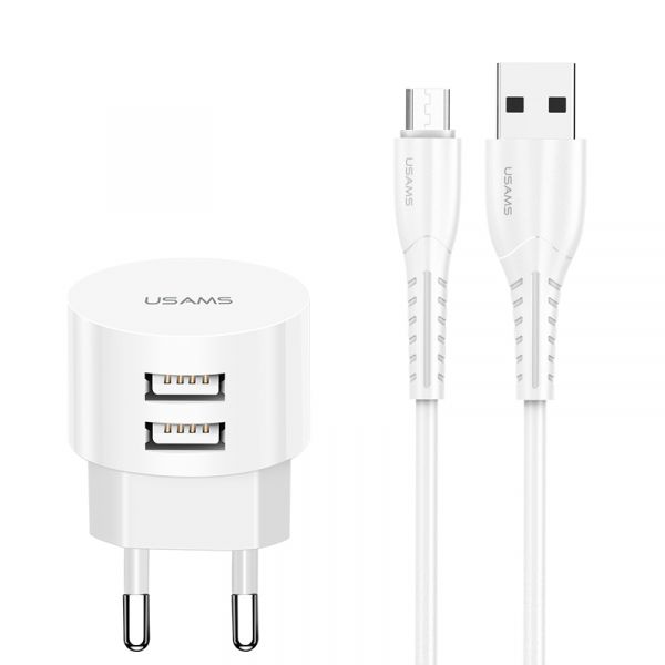    Usams T20 (2USB, 2.1) White (XTXLOGT18TC05) +  Type-C -  1