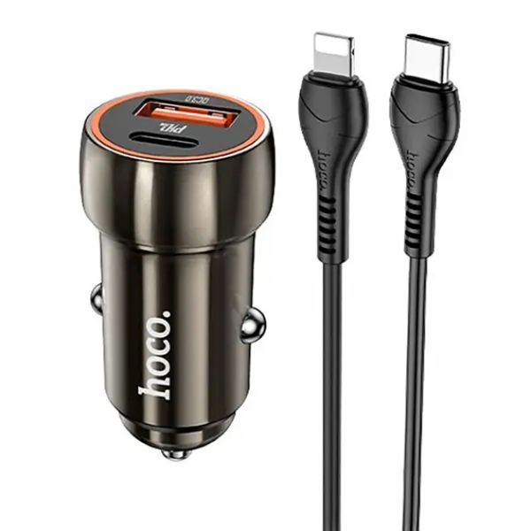    Hoco Z46A (1USB 3A 18W QC3.0  + PD 1Type-C 20W) Grey (S25722) +  Lightning -  1