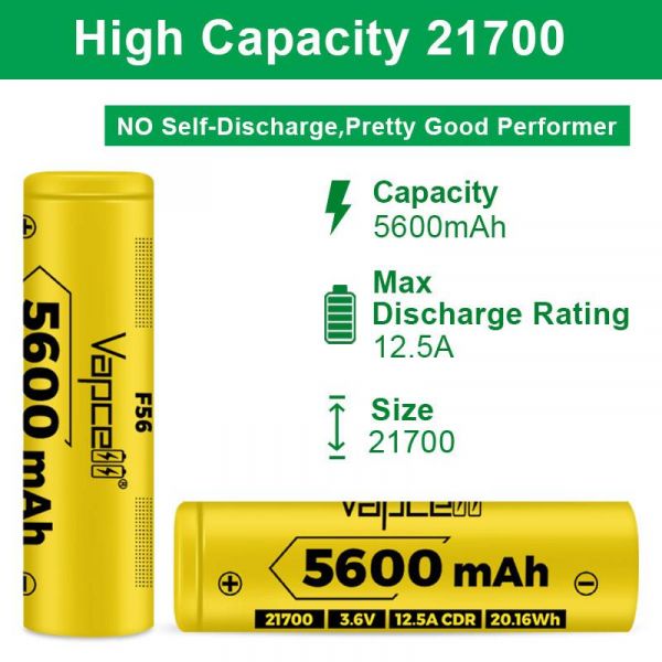  Vapcell 21700 Li-Ion 5600 mAh -  3