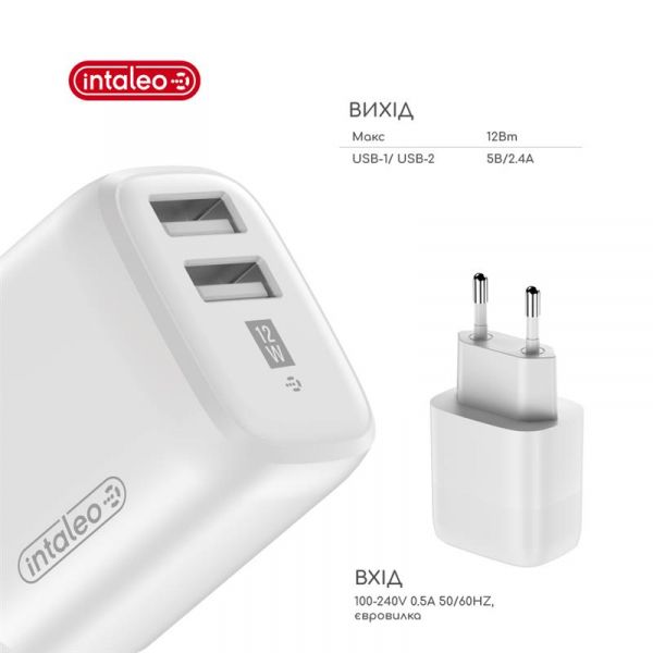    Intaleo TCG242 (2USB, 2.4A) White (1283126578281) -  4