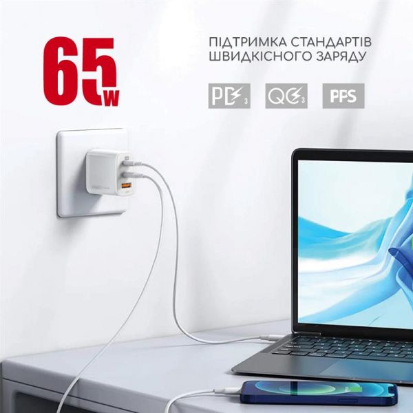    Intaleo TCG65GAN 2USB-C PD+USB-A QC 3.0 White (1283126559525) -  6