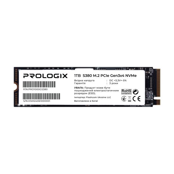  SSD 1TB Prologix S380 M.2 2280 PCIe 3.0 x4 NVMe TLC (PRO1000GS380) -  1