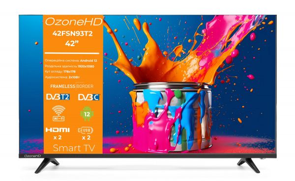  42" OzoneHD 42FSN93T2, LED Full HD 1920x1080 60Hz, Smart TV, DVB-T2, HDMI, USB, Vesa 200x200 -  1