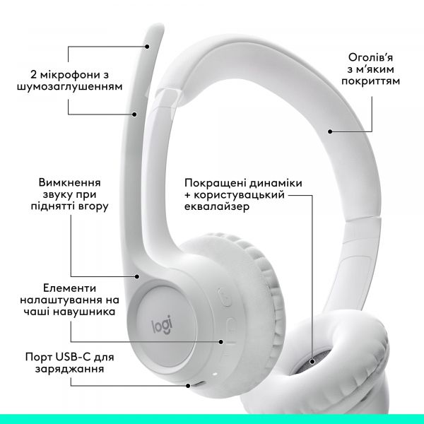 Bluetooth- Logitech Zone 300 Wireless Off-White (981-001417) -  11