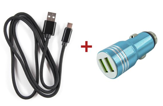    Dengos (2USB; 2.1A, 1A) Blue (DG-CS-01) +  USB Type-C -  1